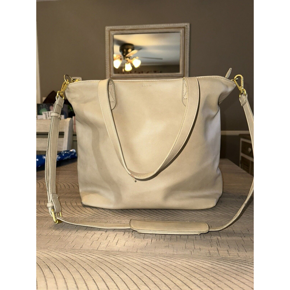 Fawn Design The Tote Bag Purse Stylish For Work Or Diaper Bag Faux Leather Gray - Picture 3 of 13